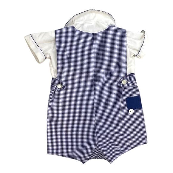 Vintage Jayne Copeland gingham train Jumper 12 moths Jon Jon - Picture 2 of 3